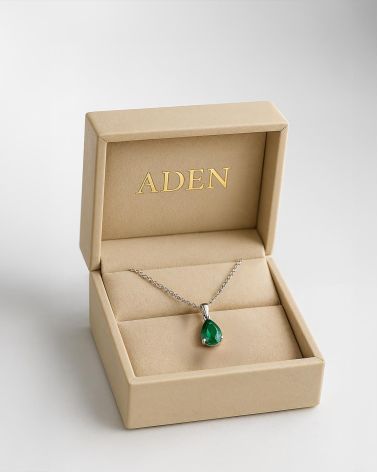 14K Gold Emerald Necklace Pendant Gold Chain included