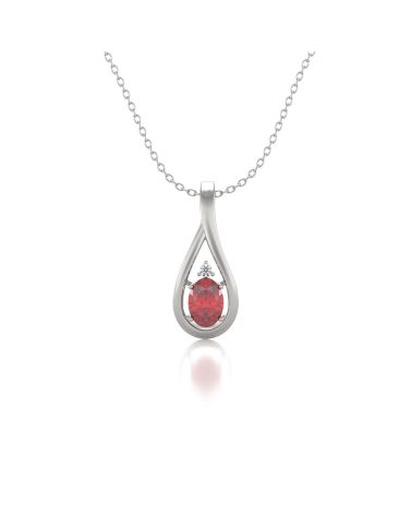 Colgante Pendente Rubino Diamanti Catena Argento inclusa