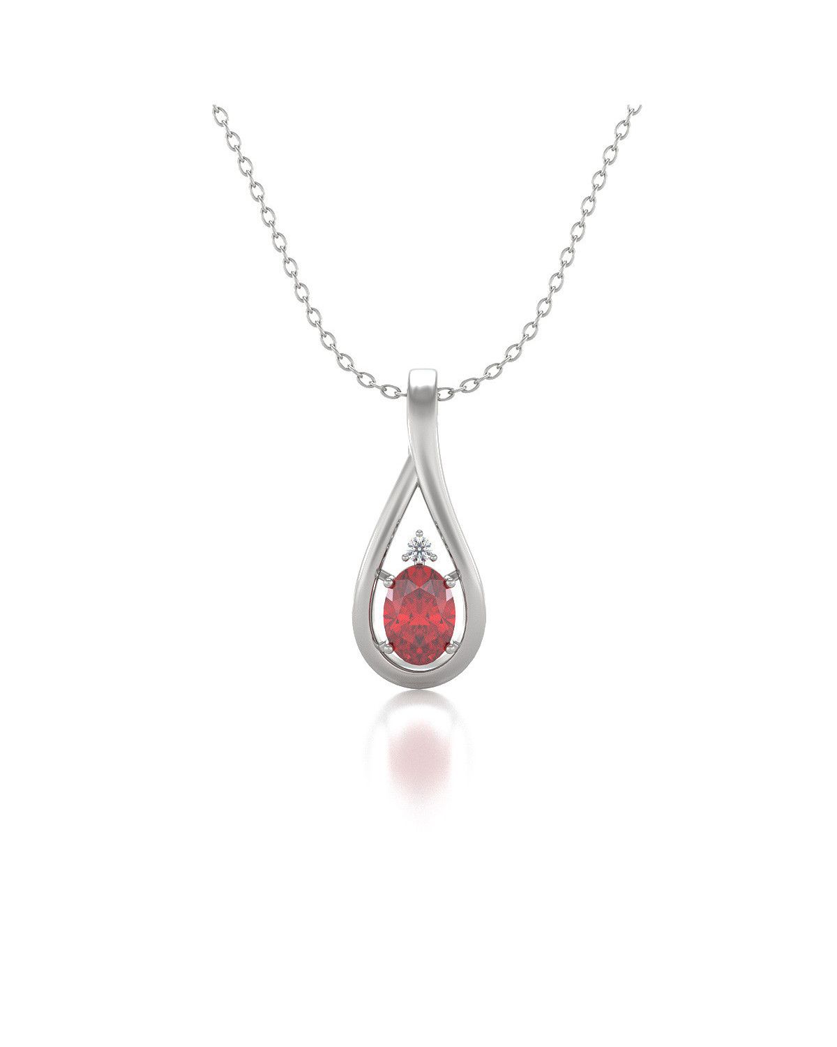 Colgante Pendente Rubino Diamanti Catena Argento inclusa