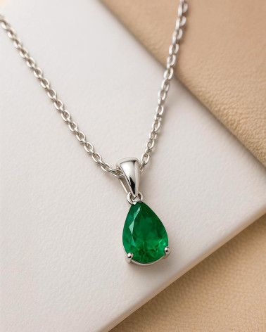 Collier Pendentif Emeraude Chaine Argent 925 incluse 0.49grs