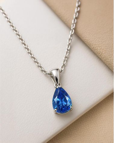 14K Gold Sapphire Necklace Pendant Gold Chain included