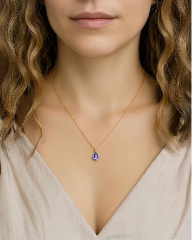 Gold Tanzanite Necklace Pendant Gold Chain included