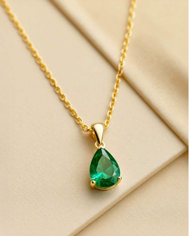 14K Gold Smaragd Halsketten Anhanger Goldkette enthalten