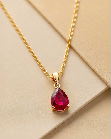 14K Gold Rubin Halsketten Anhanger Goldkette enthalten
