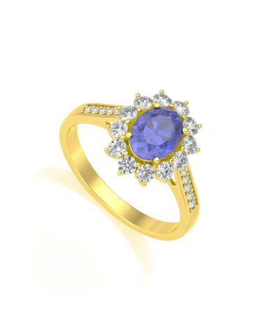 Gold Tanzanite Diamonds Ring