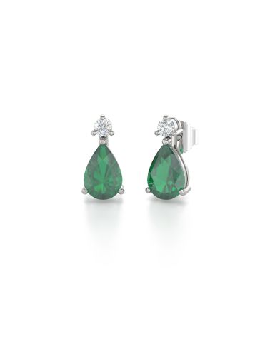 Orecchini in Smeraldo Diamanti Argento 925