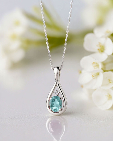 925 Silber Aquamarin Diamanten Halsketten Anhanger Silberkette enthalten