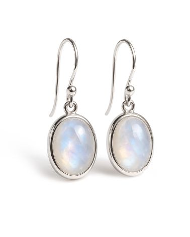 Boucles d'oreilles CLEO en argent 925 serties de pierre de lune naturelle