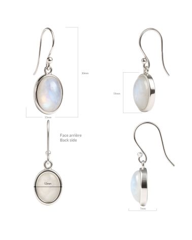 Détails du serti artisanal des boucles d'oreilles CLEO en argent