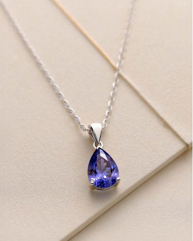 Collier Pendentif Tanzanite Chaine Argent 925 incluse 0.49grs