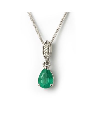 Ciondolo Elegancia in argento 925 con smeraldo dello Zambia e diamanti