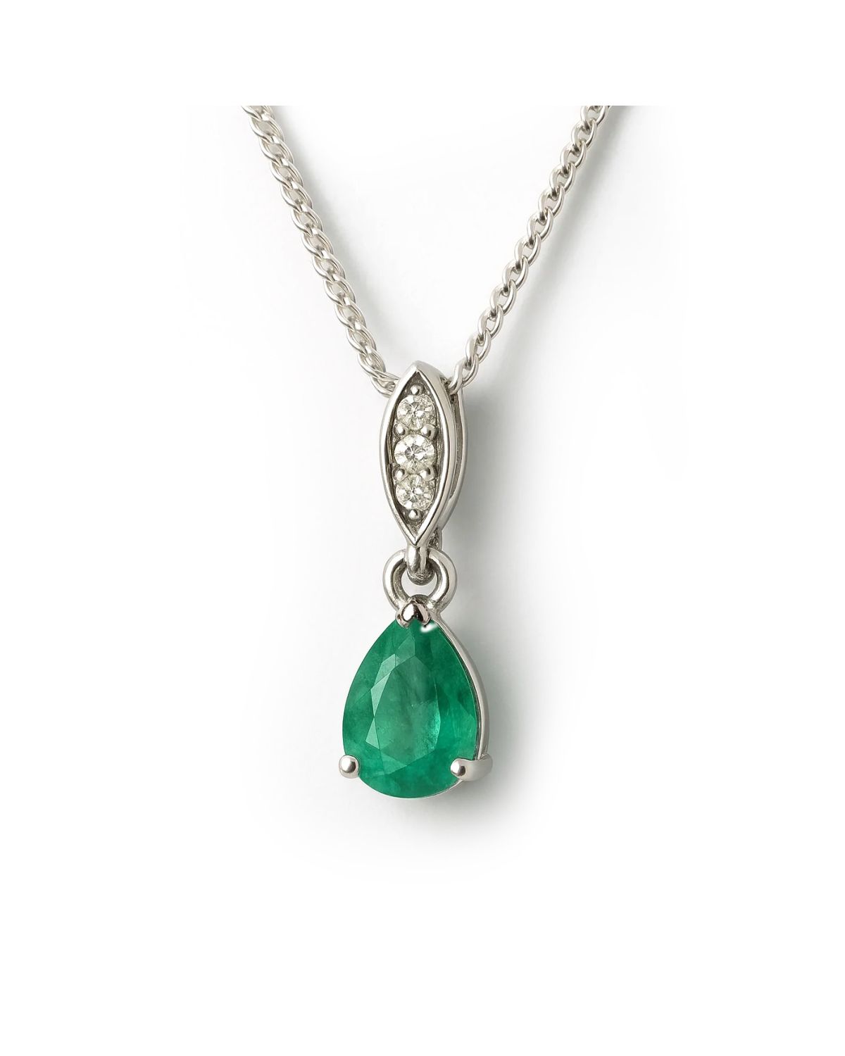 Elegancia Pendant - 925 Silver, Zambian Emerald and Diamonds