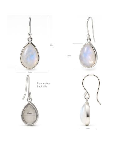 Orecchini a goccia AQUA in argento 925 con pietra di luna naturale