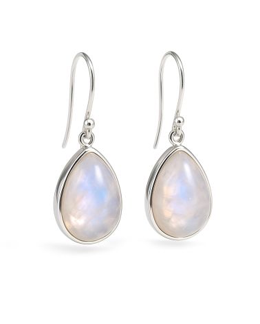 Boucles d'oreilles AQUA en argent 925 serties de pierre de lune naturelle