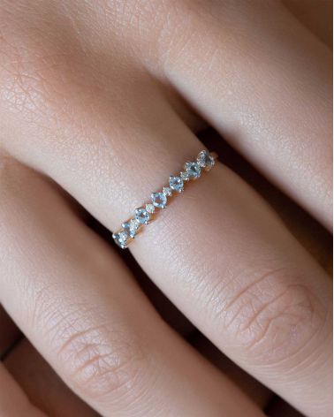 Gold Aquamarine Diamonds Ring