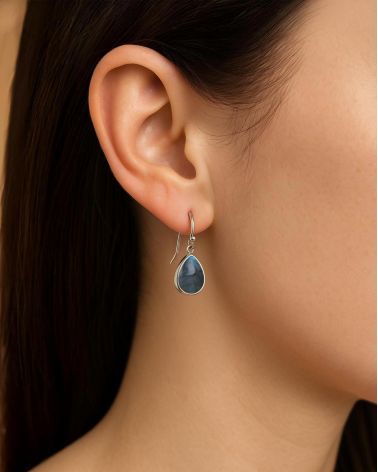 Drop Earrings - AQUA Collection - 925 Silver, Natural Labradorite