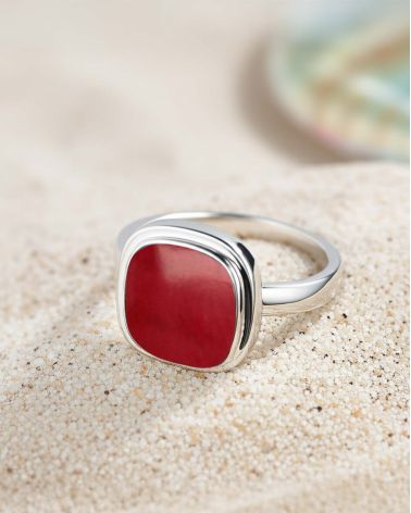 Anello in Argento 925 con Corallo Rosso - Splendore Intenso
